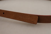 Brown Logo Engraved Metal Waist Buckle Belt