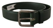 Army Green Leather Logo Metal Waist Buckle Belt