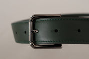 Army Green Leather Logo Metal Waist Buckle Belt