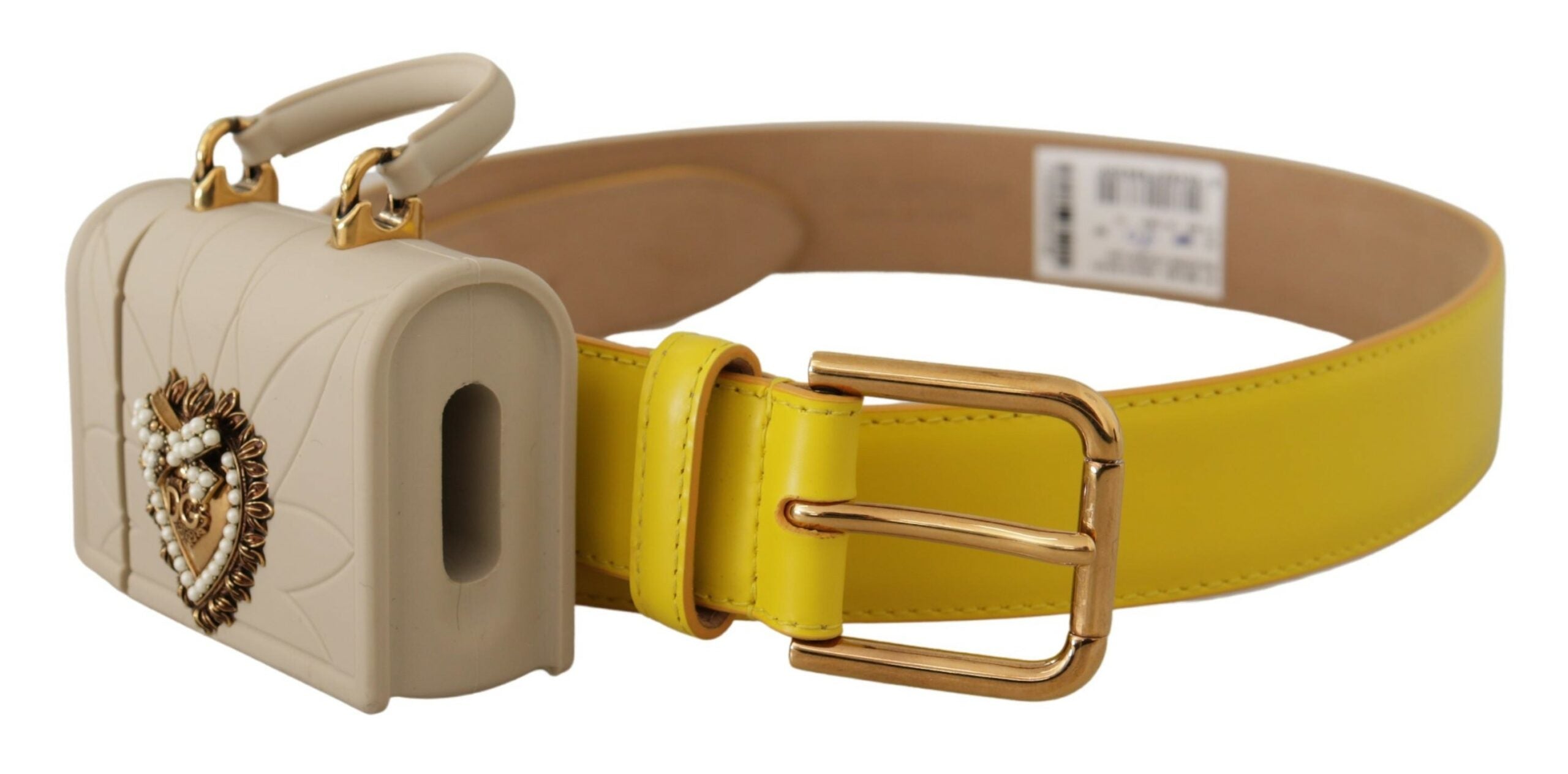 Gul läder Devotion Heart Micro Bag Hörlurar Bälte
