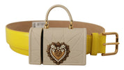 Gul läder Devotion Heart Micro Bag Hörlurar Bälte