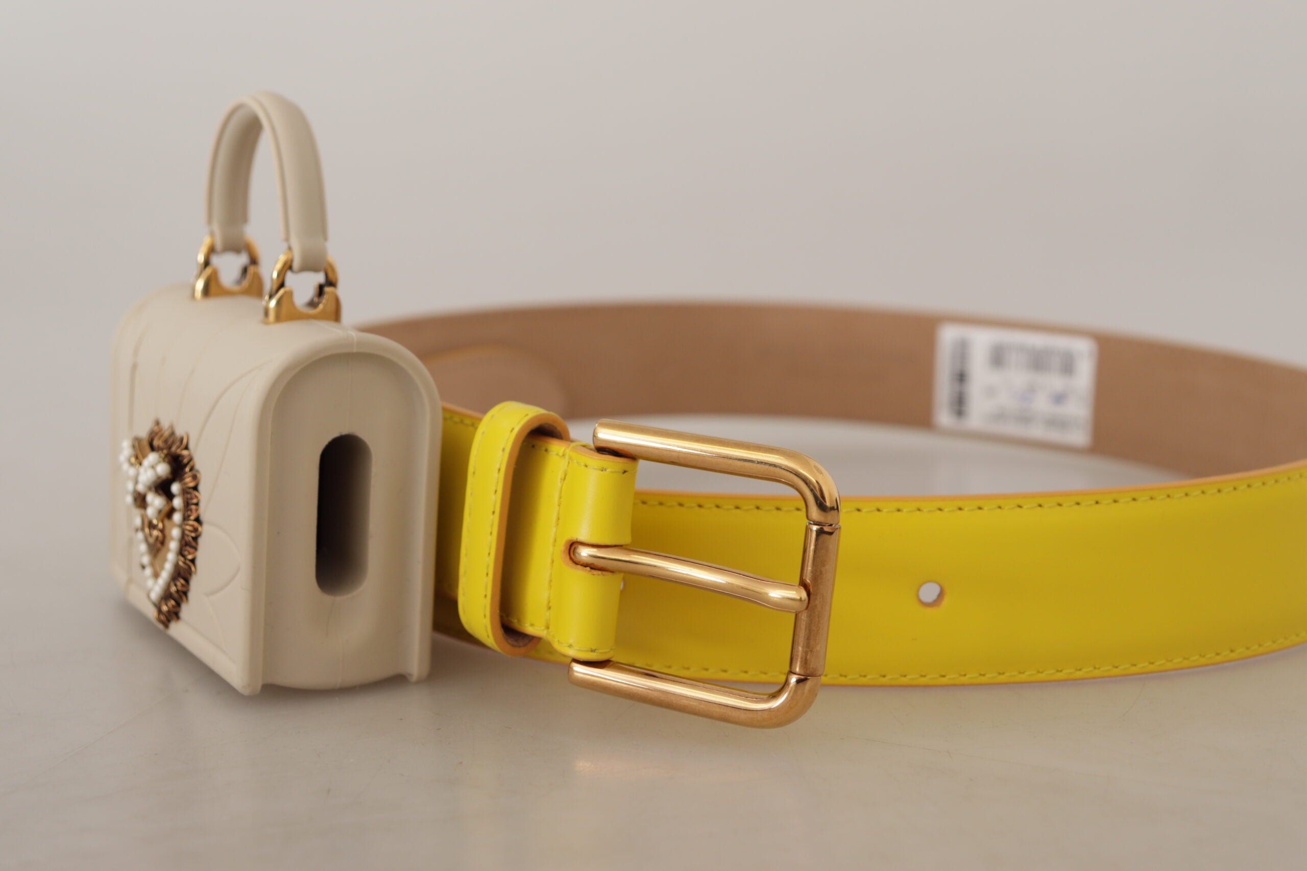 Gul läder Devotion Heart Micro Bag Hörlurar Bälte