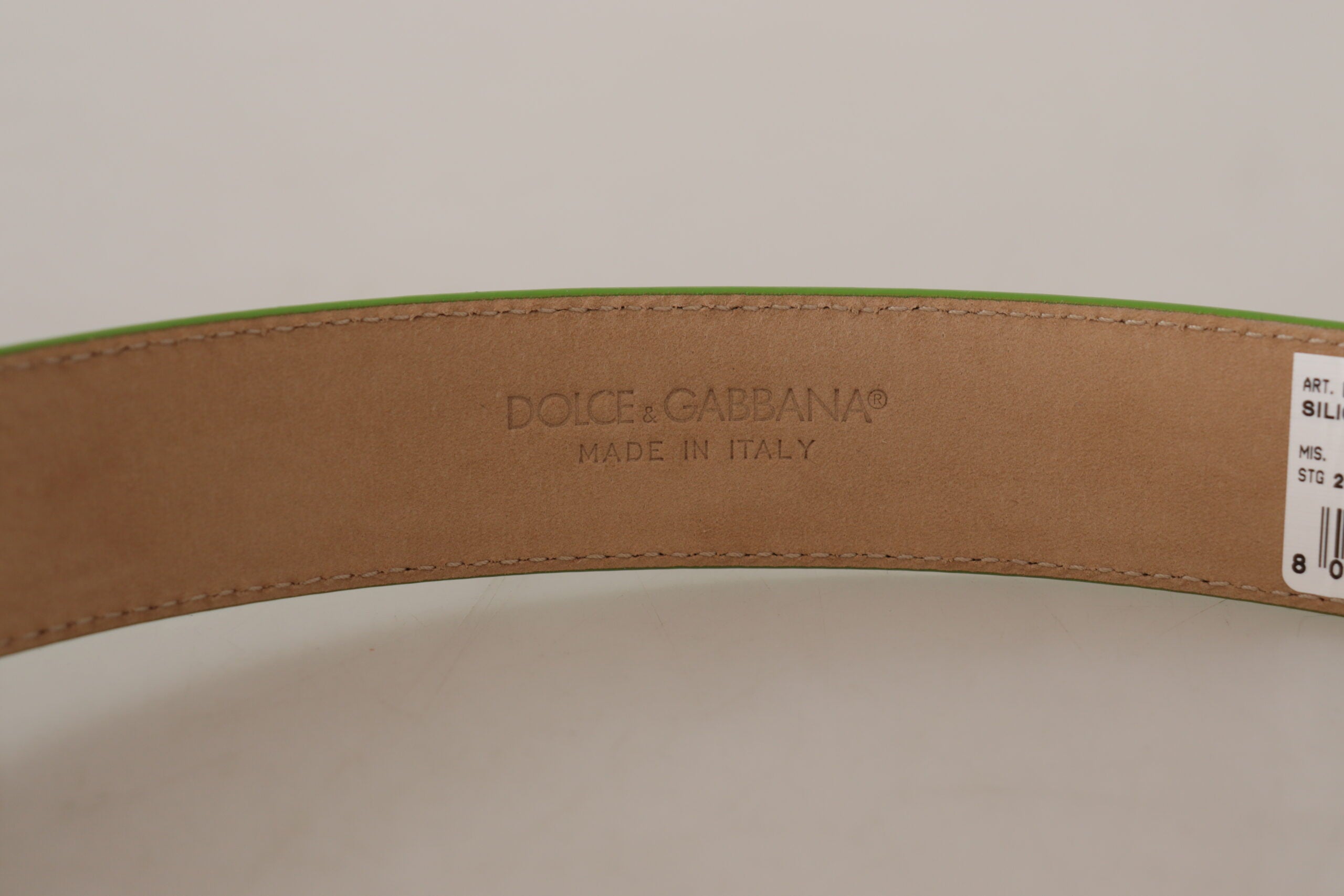 Grön läder Micro Bag med hjärtmotiv, hörlurar och bälte