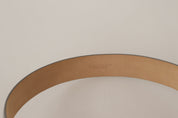 Metallic Silver Leather Metal Waist Buckle Belt