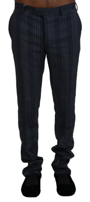 Gray Pure Wool Men Checkered Pants