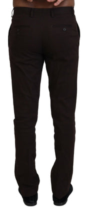 Brown Cotton Tapered Formal Men Pants
