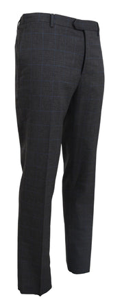 Gray Checkered Wool Dress Formal Pants