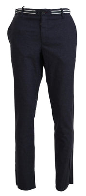 Black Polyester Tapered Dress Pants