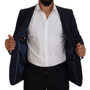 Blue Wool Slim Fit Formal Coat Blazer