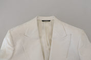 White Floral Brocade Trench Coat Jacket