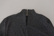 Dark Gray Nylon Turtleneck Pullover Sweater