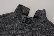 Dark Gray Nylon Turtleneck Pullover Sweater