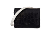 Blue White Caiman Leather Strap Card Holder Wallet