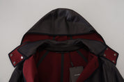 Black Trench Hooded Parka Cotton Jacket