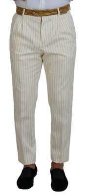 Off White Gold Striped Tuxedo Slim Fit Suit