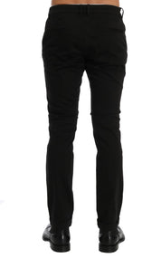 Black Slim Fit Cotton Stretch Pants