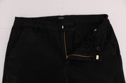 Black Slim Fit Cotton Stretch Pants