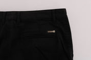 Black Cotton Stretch Chinos Pants