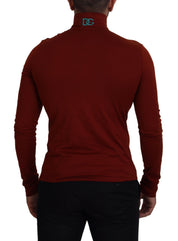 Maroon Cotton Turtle Neck Zip Sweater