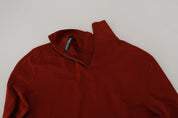 Maroon Cotton Turtle Neck Zip Sweater