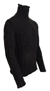 Brown Wool Knit Turtleneck Pullover Sweater