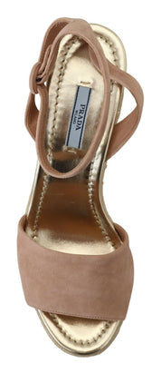 Pink Suede Leather Ankle Strap Sandals