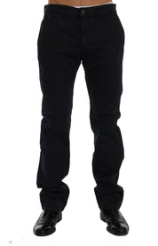 Blue Cotton Stretch Chinos Pants