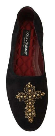 Dolce & Gabbana Black Suede Slip On Loafers