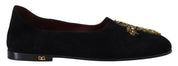 Dolce & Gabbana Black Suede Slip On Loafers