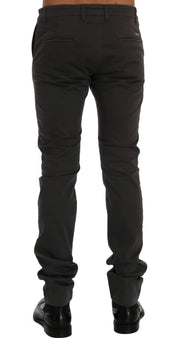 Gray Cotton Stretch Chinos Pants