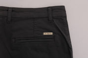 Gray Cotton Stretch Chinos Pants