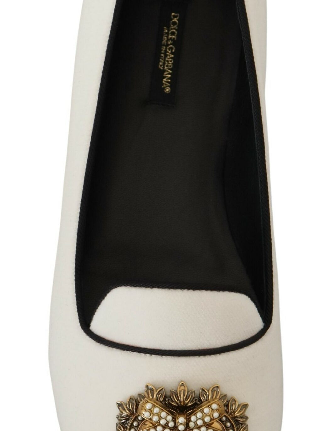 Dolce & Gabbana White Velvet Slip Ons Loafers Flats