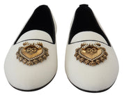 Dolce & Gabbana White Velvet Slip Ons Loafers Flats