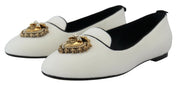 Dolce & Gabbana White Velvet Slip Ons Loafers Flats