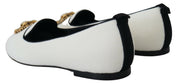 Dolce & Gabbana White Velvet Slip Ons Loafers Flats