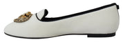 Dolce & Gabbana White Velvet Slip Ons Loafers Flats