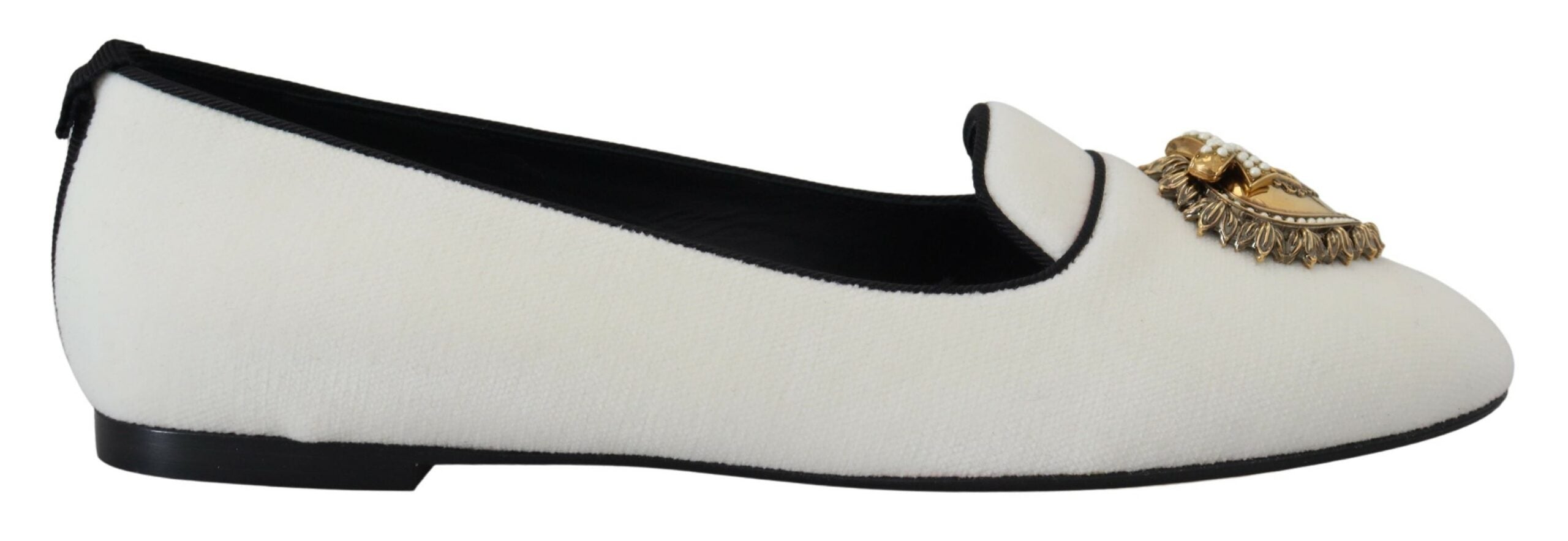 Dolce & Gabbana White Velvet Slip Ons Loafers Flats
