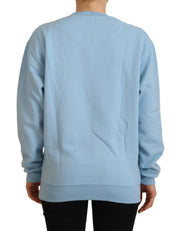 Light Blue Logo Printed Long Sleeves Sweater