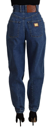 Blue High Waist Denim Cotton Stretch Jeans