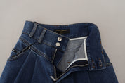 Blue High Waist Denim Cotton Stretch Jeans