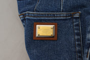 Blue High Waist Denim Cotton Stretch Jeans