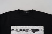 Black Printed Long Sleeves Pullover Sweater