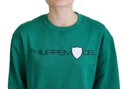Green Printed Long Sleeves Pullover Sweater