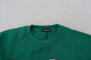 Green Printed Long Sleeves Pullover Sweater