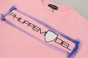 Pink Printed Long Sleeves Pullover Sweater