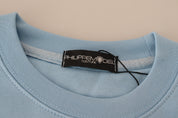 Light Blue Logo Printed Long Sleeves Sweater
