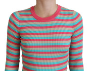 Multicolor Crewneck Pullover Silk Sweater