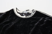 Black Velvet Crewneck Pullover Sweater