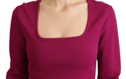 Multicolor Viscose Square Neck Pullover Sweater