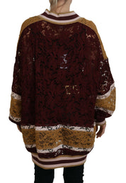 Multicolor Lace V-neck Pullover Sweater